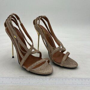 FSJ Gold Glitter Strapy Open Toe High Heels Sandals Party Dress Shoes